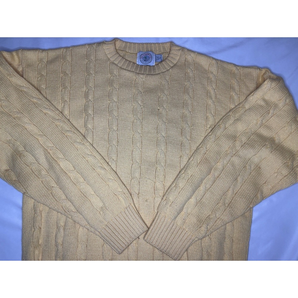 Vintage Cape Isle Knitters Sweater Men's XL Yellow Cable‎ Knit Made in USA